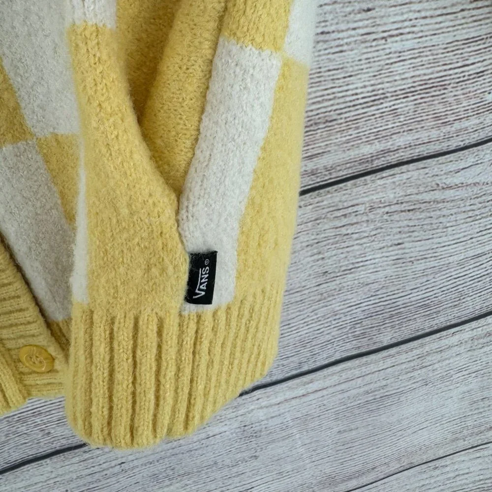 Vans Yellow & White Checkerboard Cardigan Sweater - Picture 7 of 14